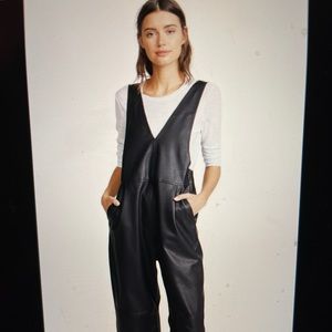 Free People Fiona Vegan Leather Jumpsuit Size L